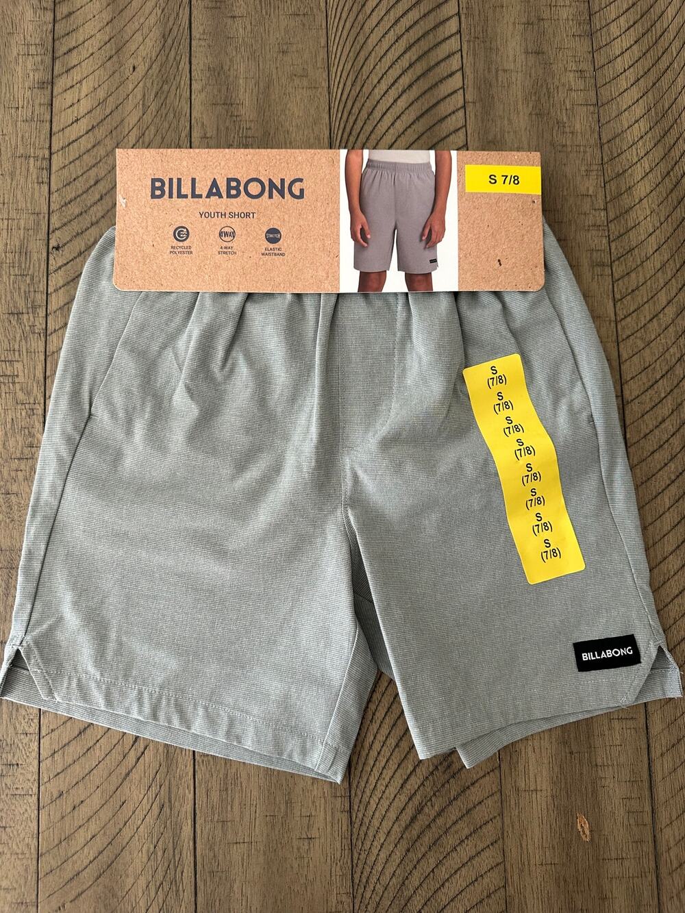 Billabong Youth Boys Short Size S 7/8 Gray 4-Way Stretch New With Tags